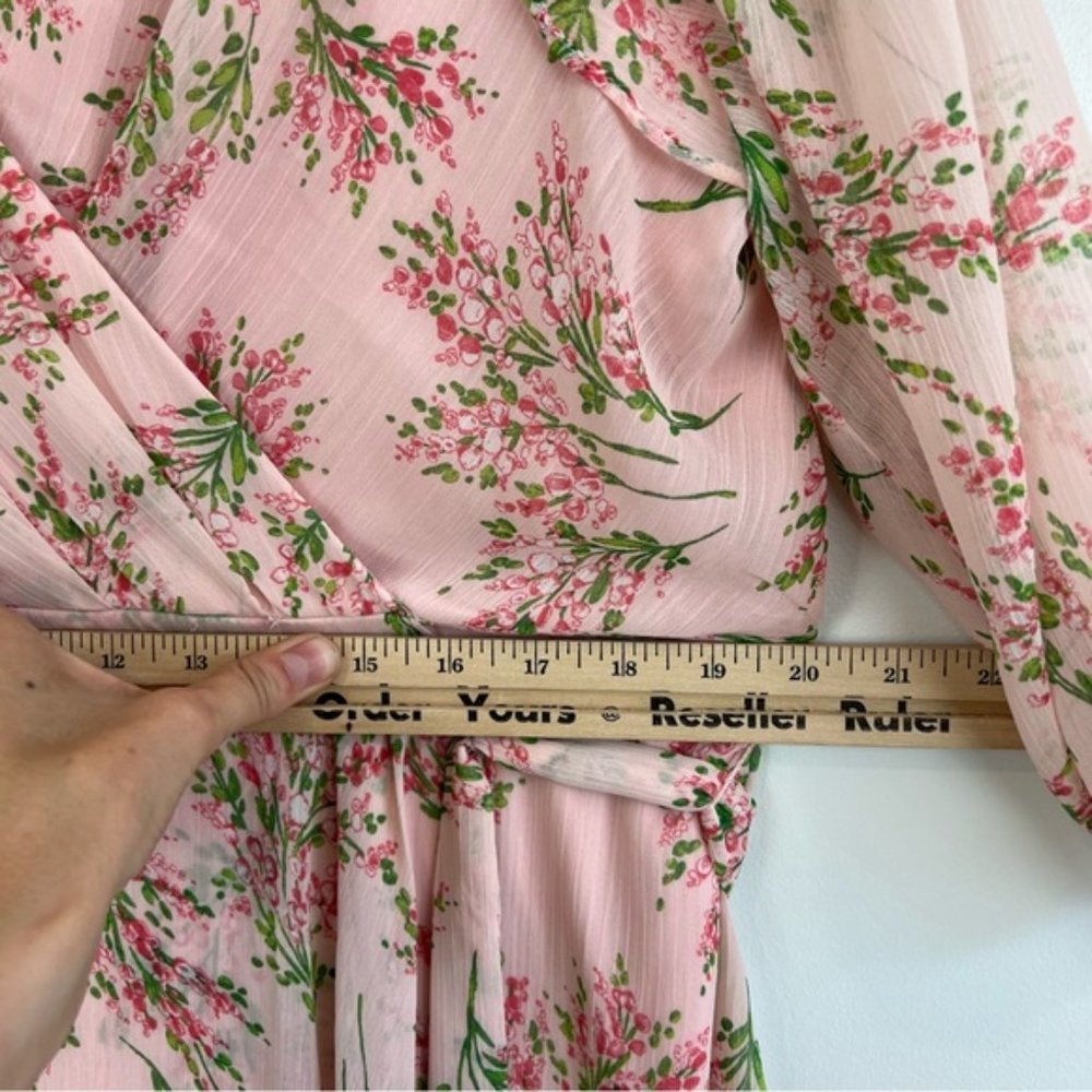 Tommy Hilfiger Chapan Bouquet Chiffon Midi Dress Size 12 NWT Pink Floral - Picture 14 of 16